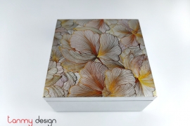 Silver square lacquer box with flower pattern 20*H9 cm 